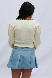 Simple Flowers Cardigan: Ivory/Multi
