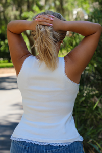 Simple Style Tank: Off-White/Blue