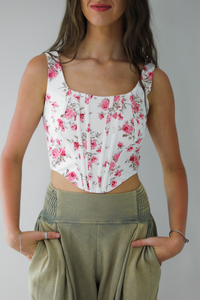 Darling Florals Corset: White/Multi