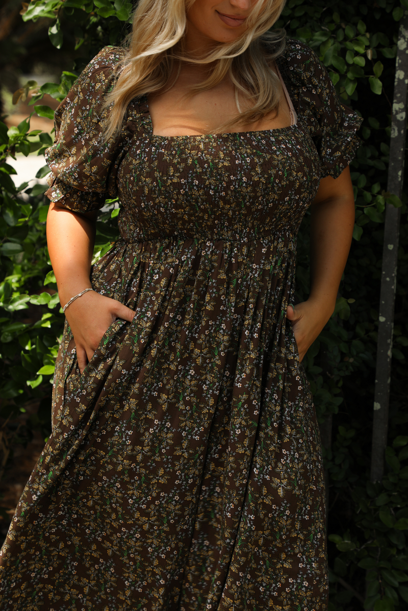 PRE-ORDER: Think About It Jumpsuit: Brown/Multi