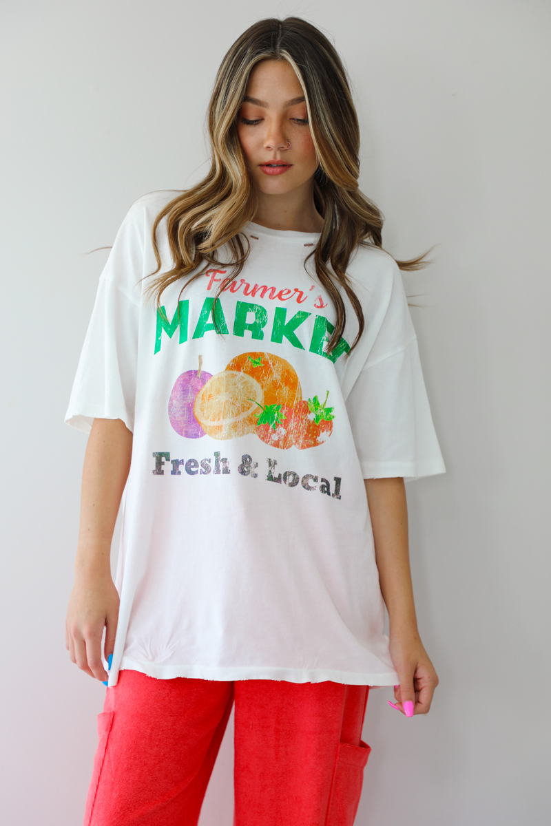 Farmer's Market Graphic Tee: White/Multi