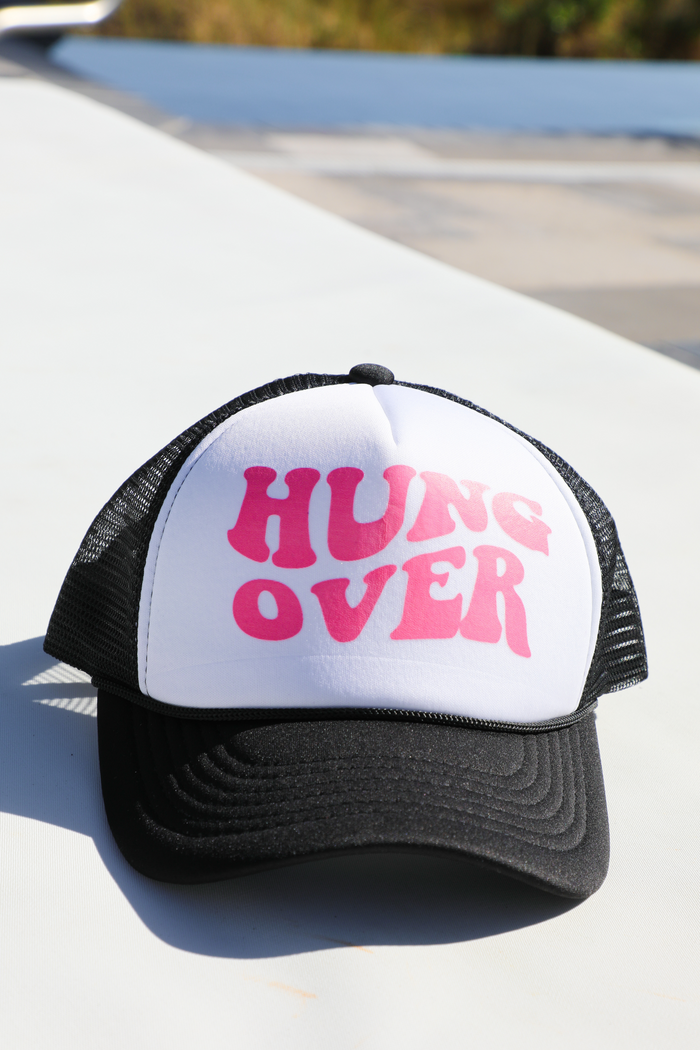 Hungover Trucker Hat: Black/White