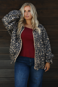 PRE-ORDER: Rainy Days Zip-Up Jacket: Leopard