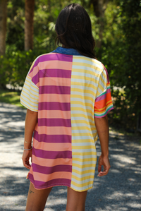 Beach Coverup T-Shirt Dress: Yellow/Multi