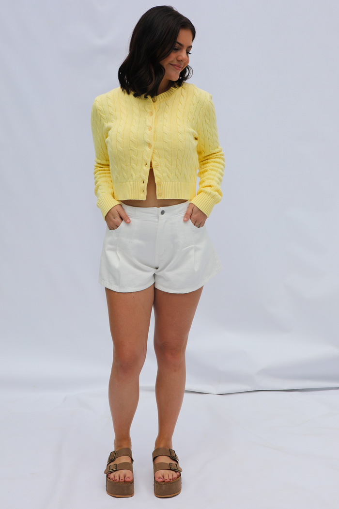 Asking Again Cardigan: Yellow