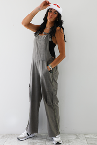 Keep It Moving Cargo Overalls: Charcoal