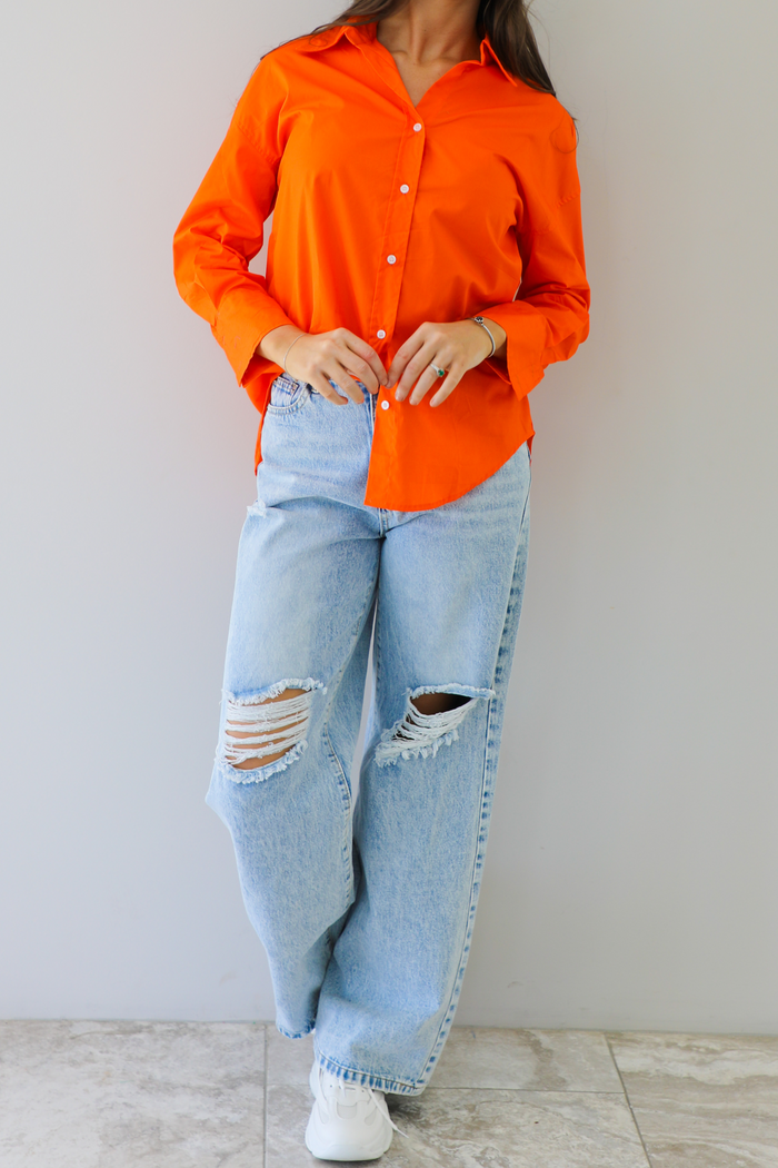 Searching For Fun Button-Down: Orange