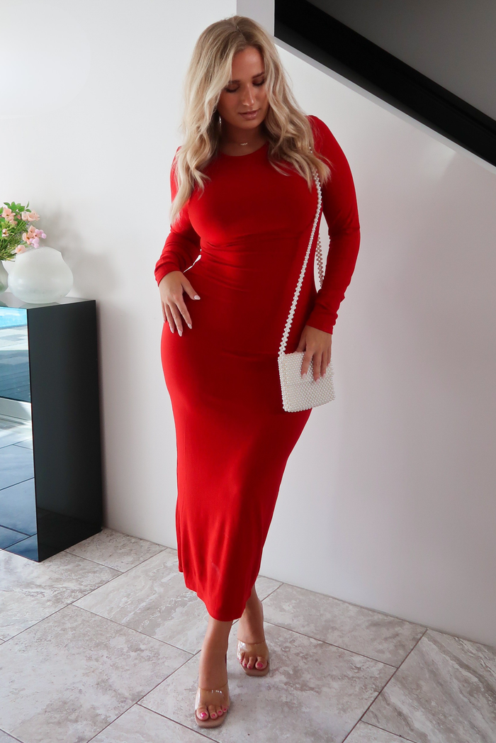 Dance The Night Away Maxi Dress: Red