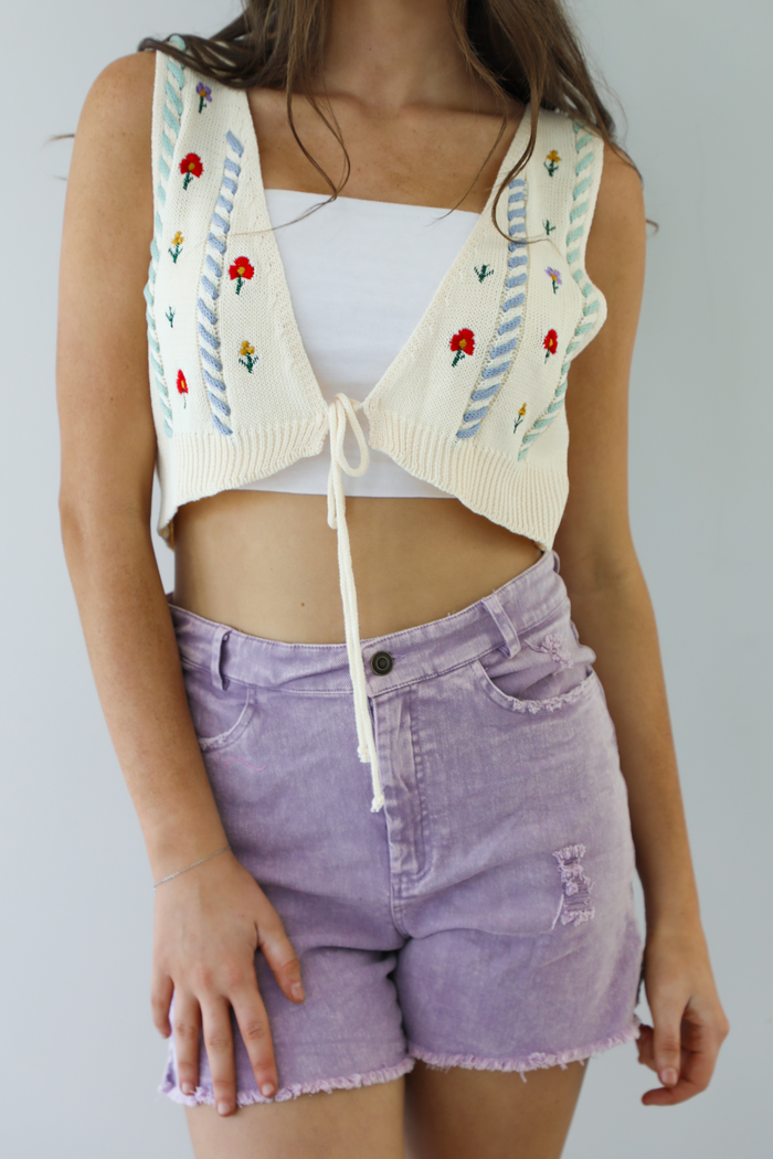 Want It Sweater Vest: Cream/Multi