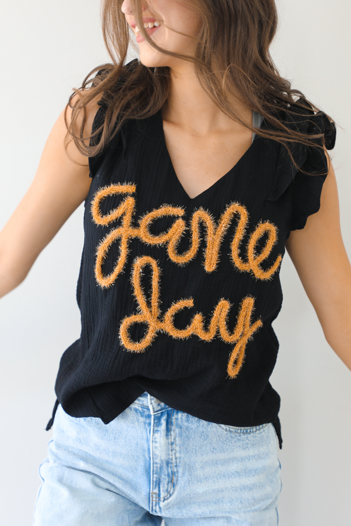 Game Day Blouse: Black/Gold