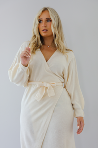 Each And Everyday Wrap Midi Dress: Cream