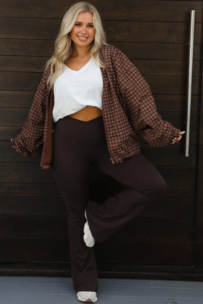 Rainy Days Zip-Up Jacket: Brown/Plaid