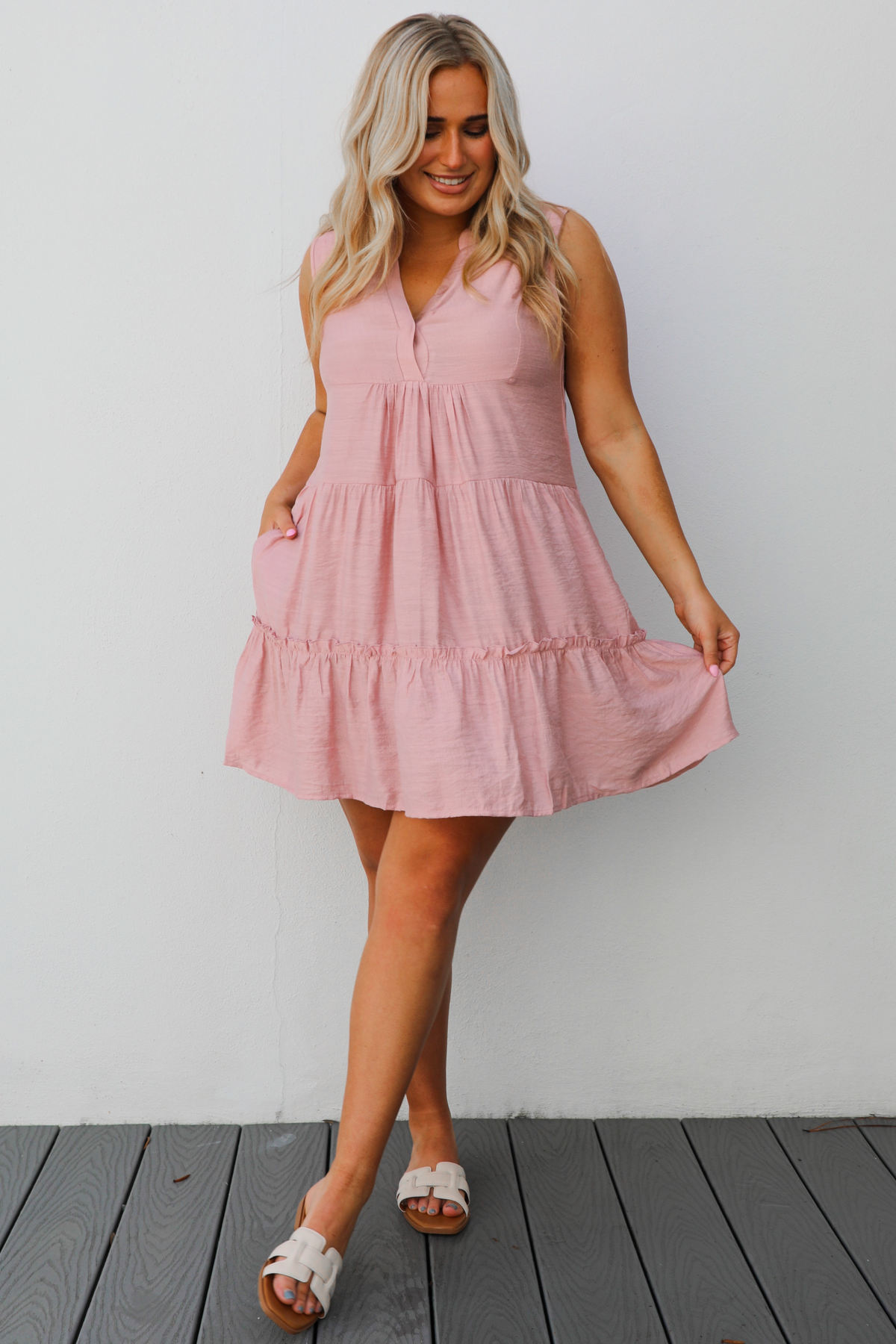 Caught In The Sun Dress: Pink