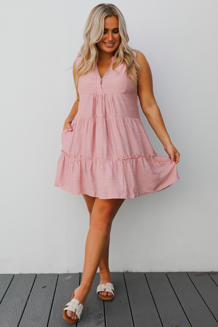 Caught In The Sun Dress: Pink