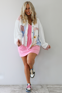 The Patchwork Shacket: Ivory/Multi