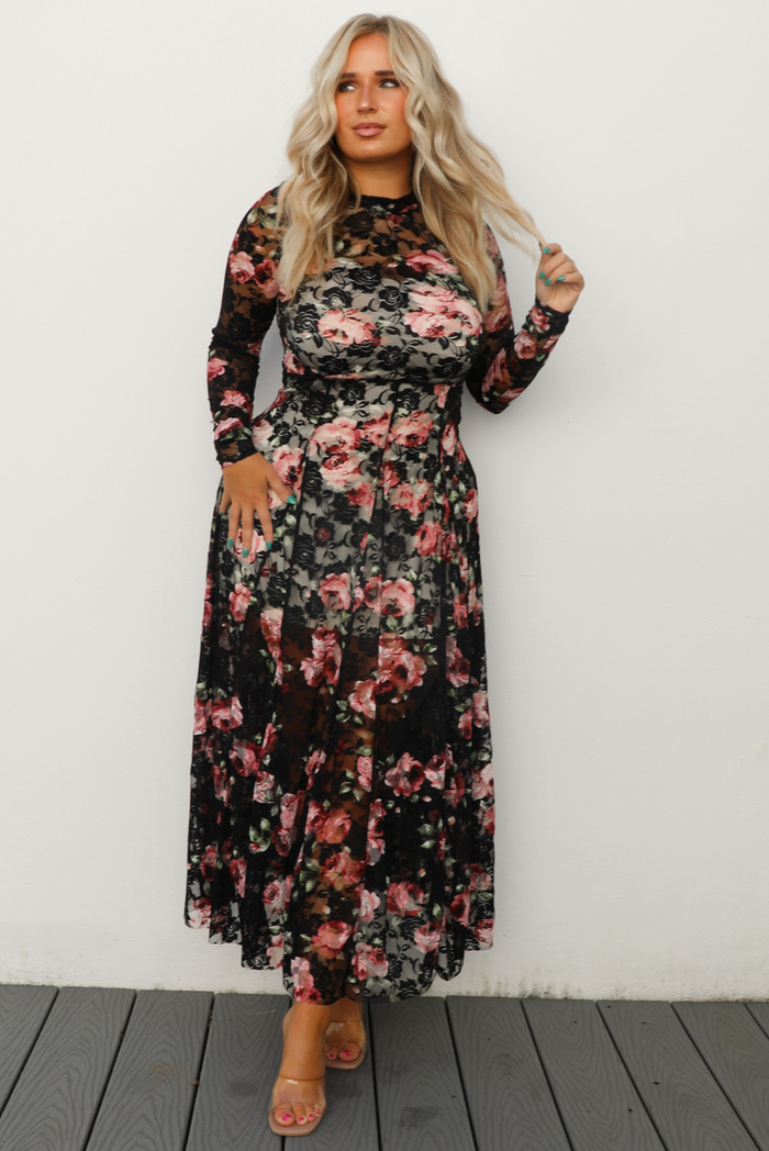 All For You Maxi Dress: Black/Multi