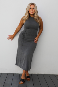 Carry You Midi Dress: Charcoal