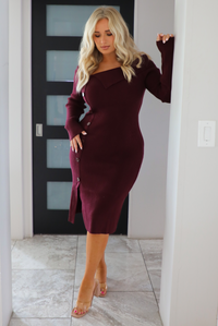 Think Of Me Midi Dress: Merlot