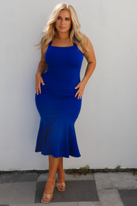 Spring Wedding Midi Dress: Royal Blue