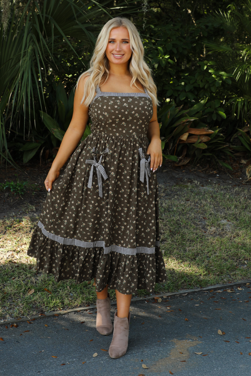 Play Your Part Maxi Dress: Brown/Multi