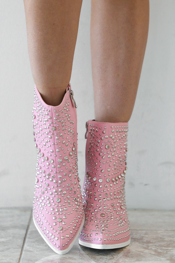 The Nikki Booties: Pink/Rhinestone