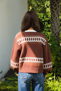 Sweet Doe Cardigan: Brown/Multi