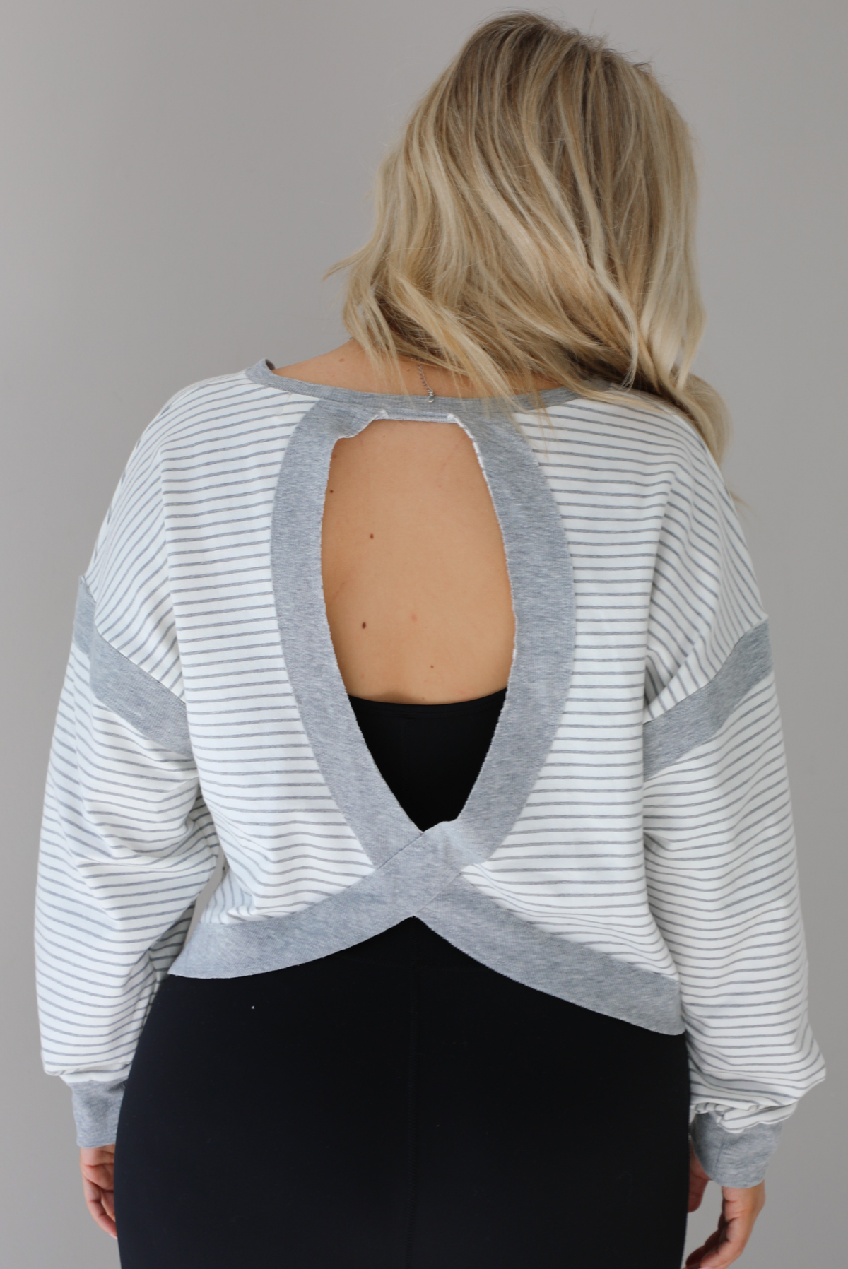 In The Details Sweater: Grey/White