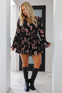 Forget Me Not Romper: Black/Floral