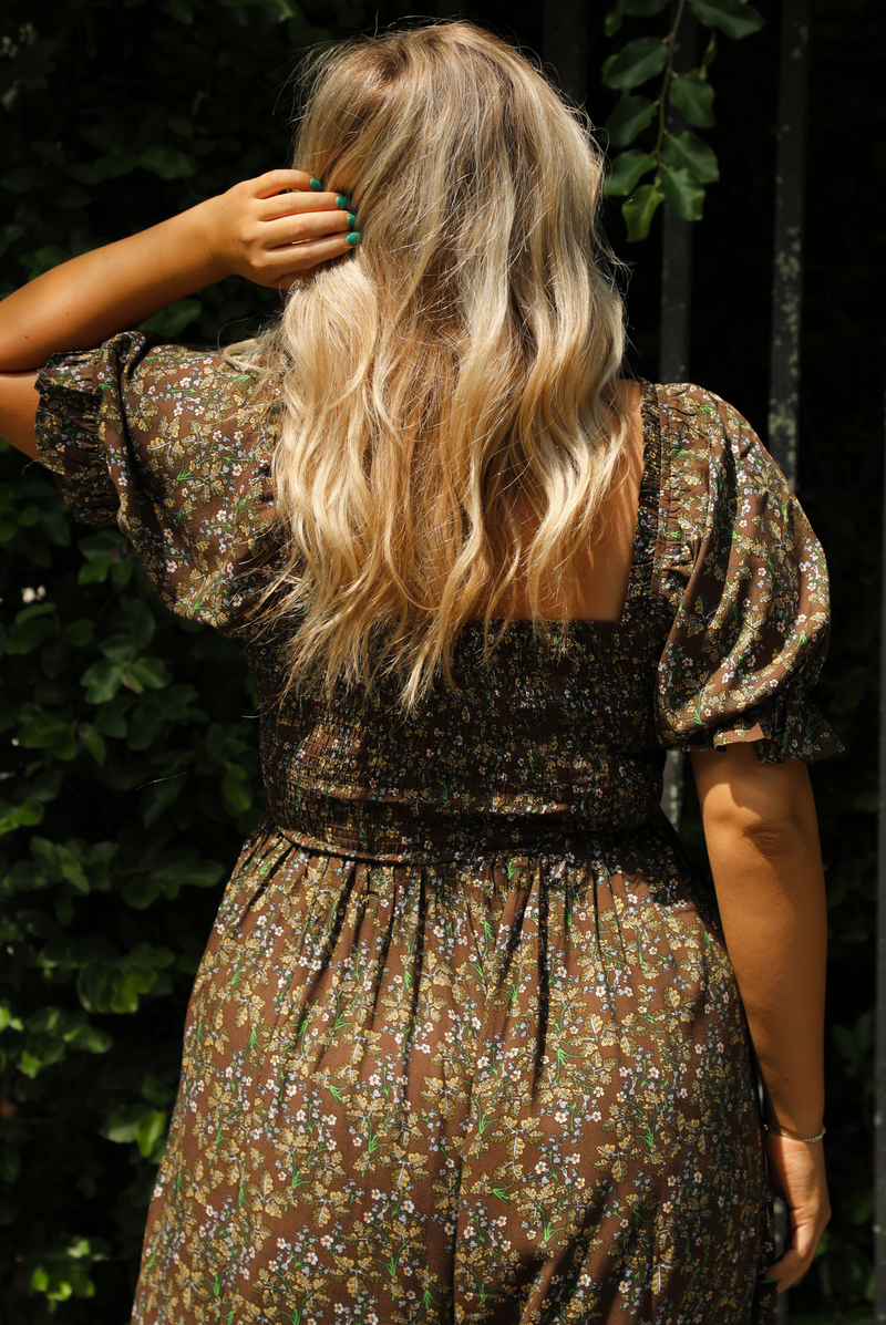 PRE-ORDER: Think About It Jumpsuit: Brown/Multi