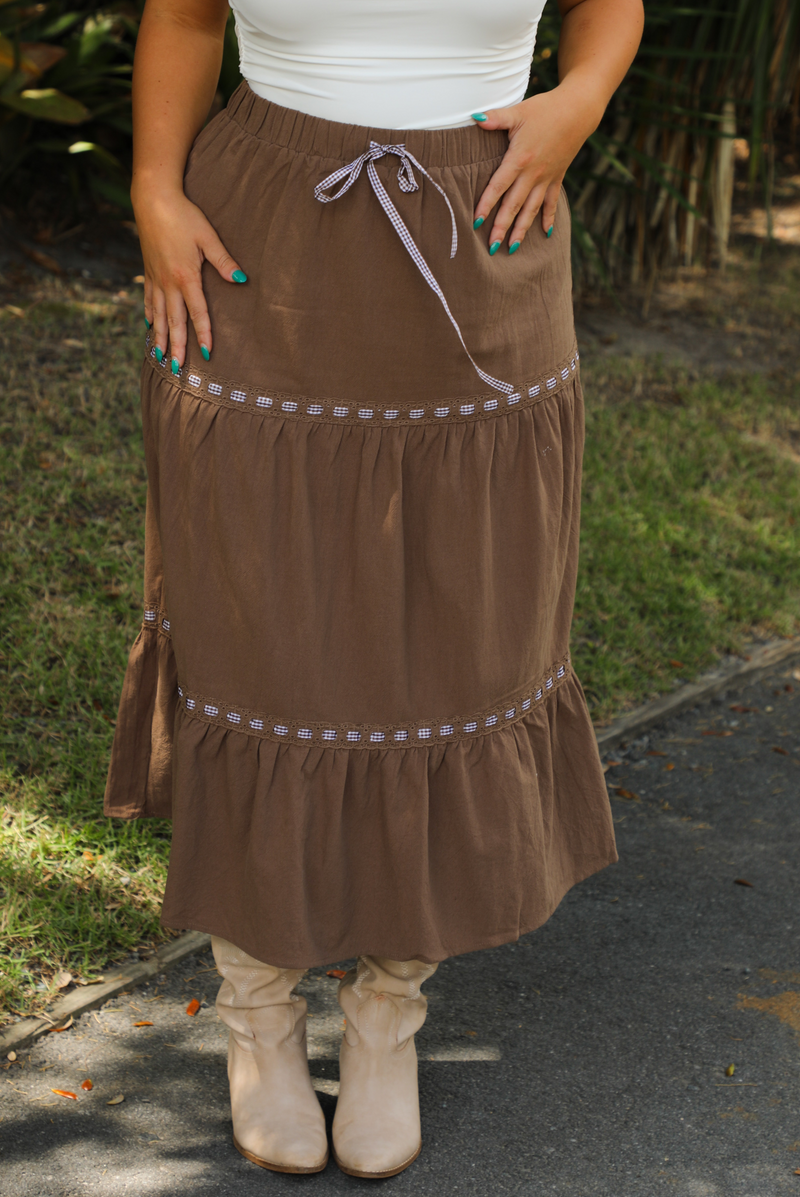 All I Can Think About Skirt: Brown/White
