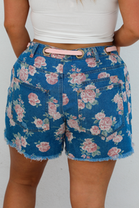 Pretty Flowers Shorts: Denim/Multi Floral
