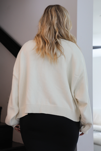 Draped In Pearls Cardigan: Ivory