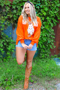 BOOHAW Sweater: Orange/Multi