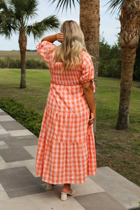 Back To You Maxi Dress: Peach Gingham
