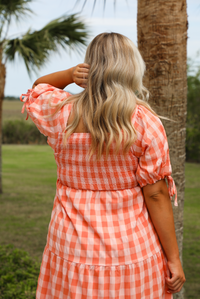 Back To You Maxi Dress: Peach Gingham