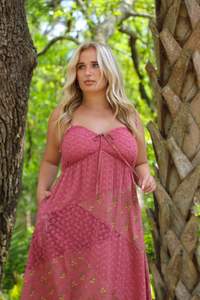 Who You Were Midi Dress: Dark Mauve/Multi