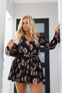 Forget Me Not Romper: Black/Floral