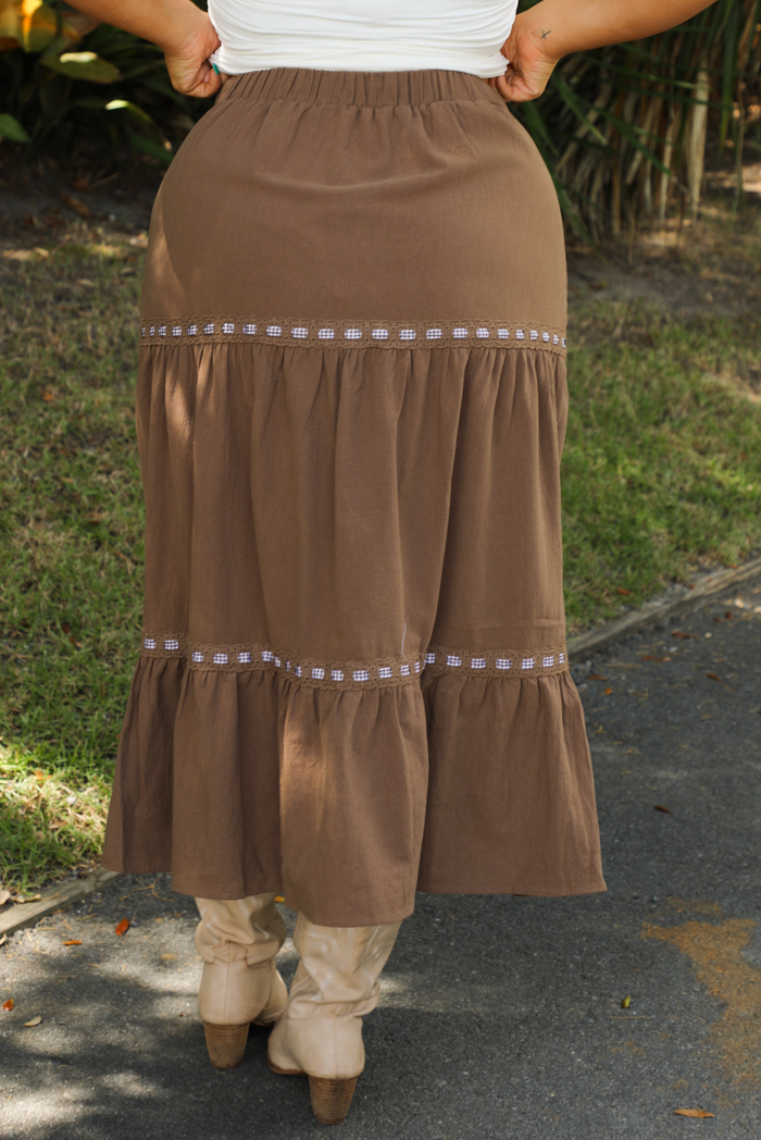 All I Can Think About Skirt: Brown/White