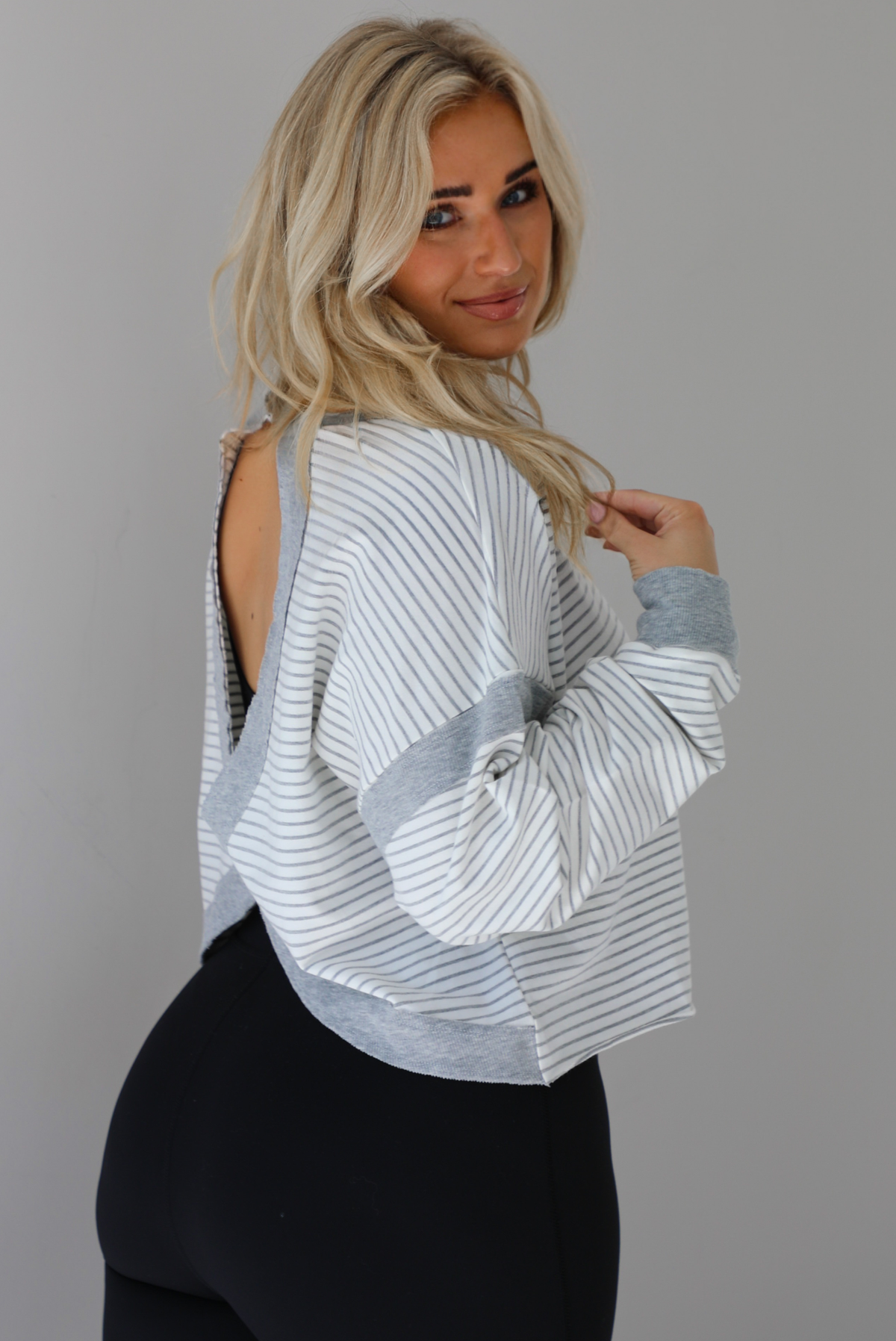 In The Details Sweater: Grey/White