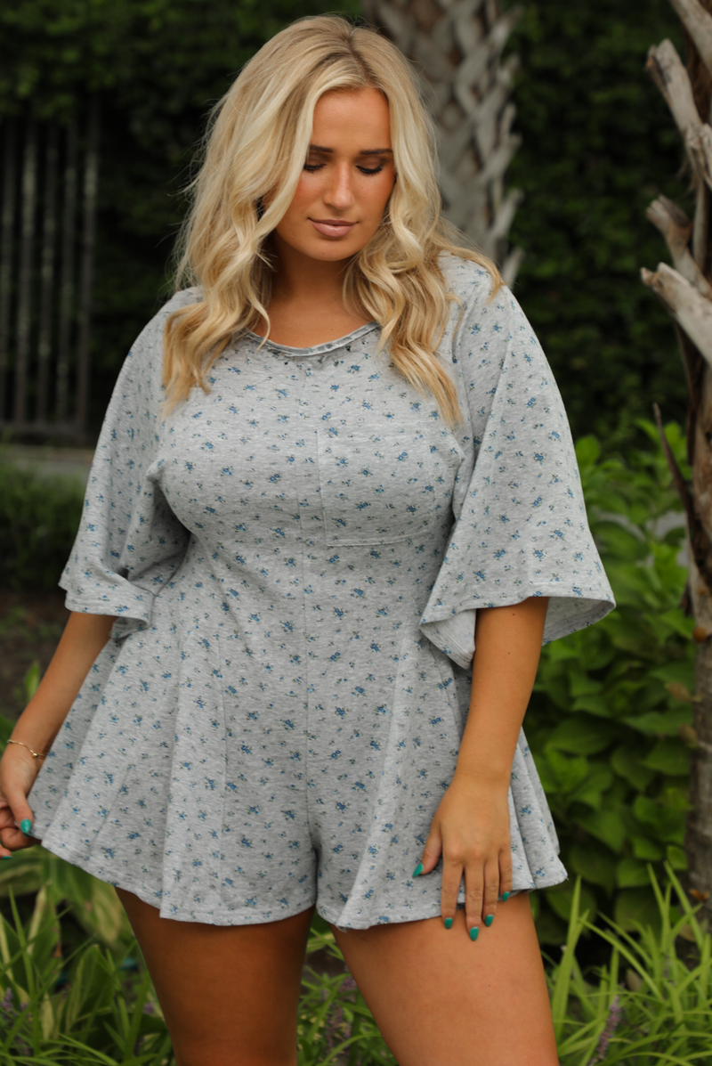 Another Round Romper: Grey/Multi