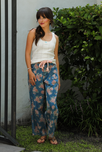 Floral Obsessed Denim: Denim/Pink Multi