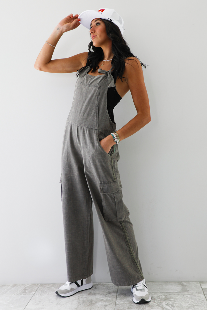 Keep It Moving Cargo Overalls: Charcoal
