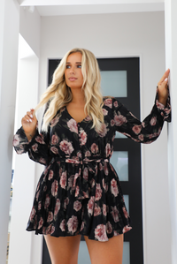 Forget Me Not Romper: Black/Floral