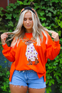 BOOHAW Sweater: Orange/Multi