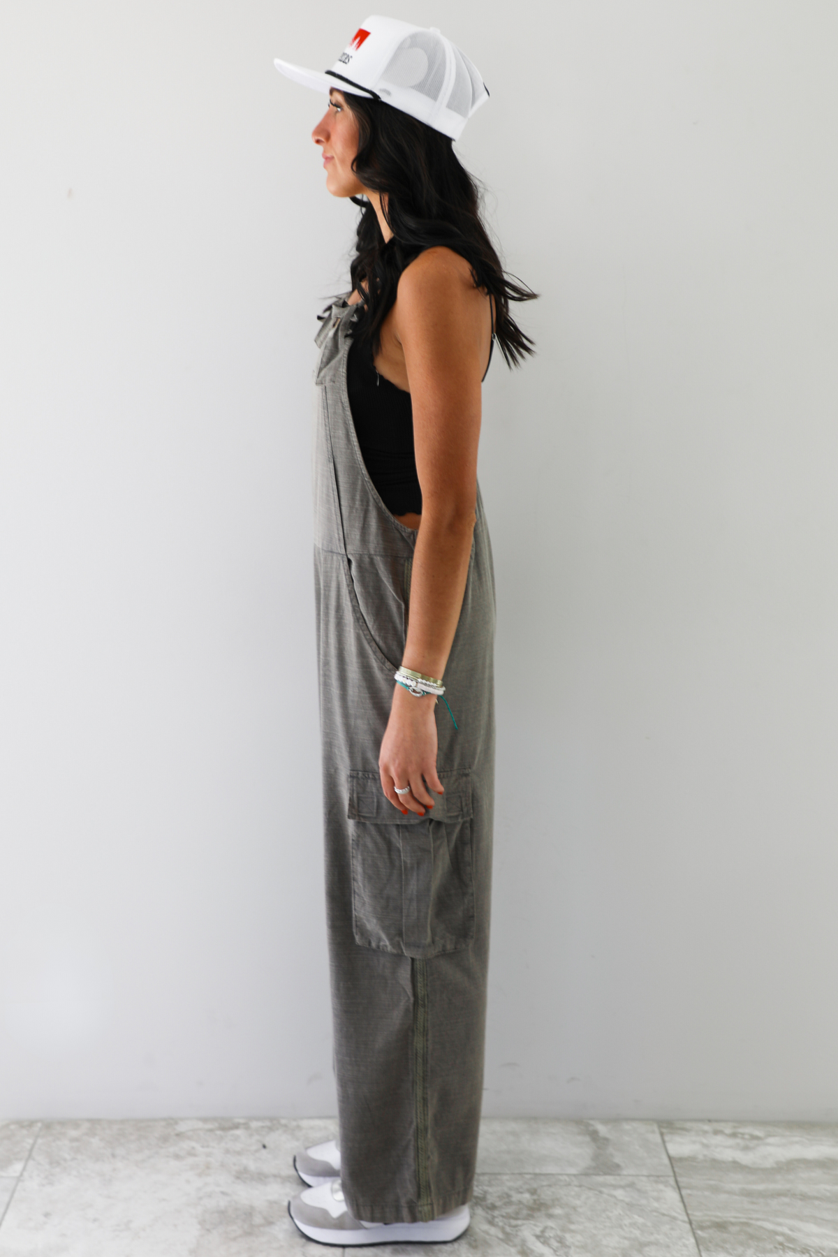 Keep It Moving Cargo Overalls: Charcoal