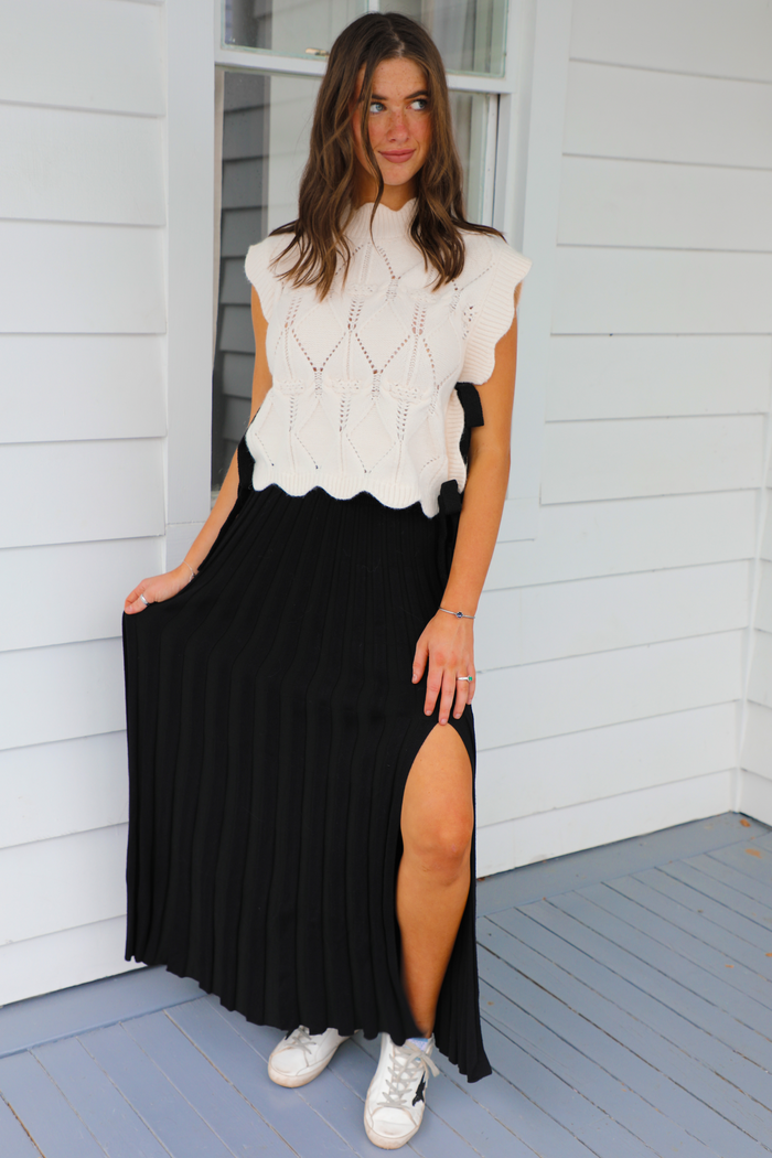 Sweet Symphony Sweater: Cream/Black