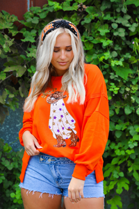 BOOHAW Sweater: Orange/Multi