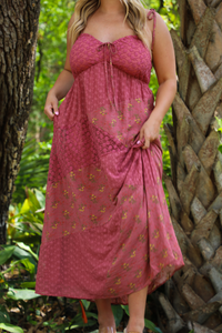 Who You Were Midi Dress: Dark Mauve/Multi