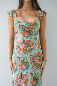 Pretty On Point Midi Dress: Sage/Multi