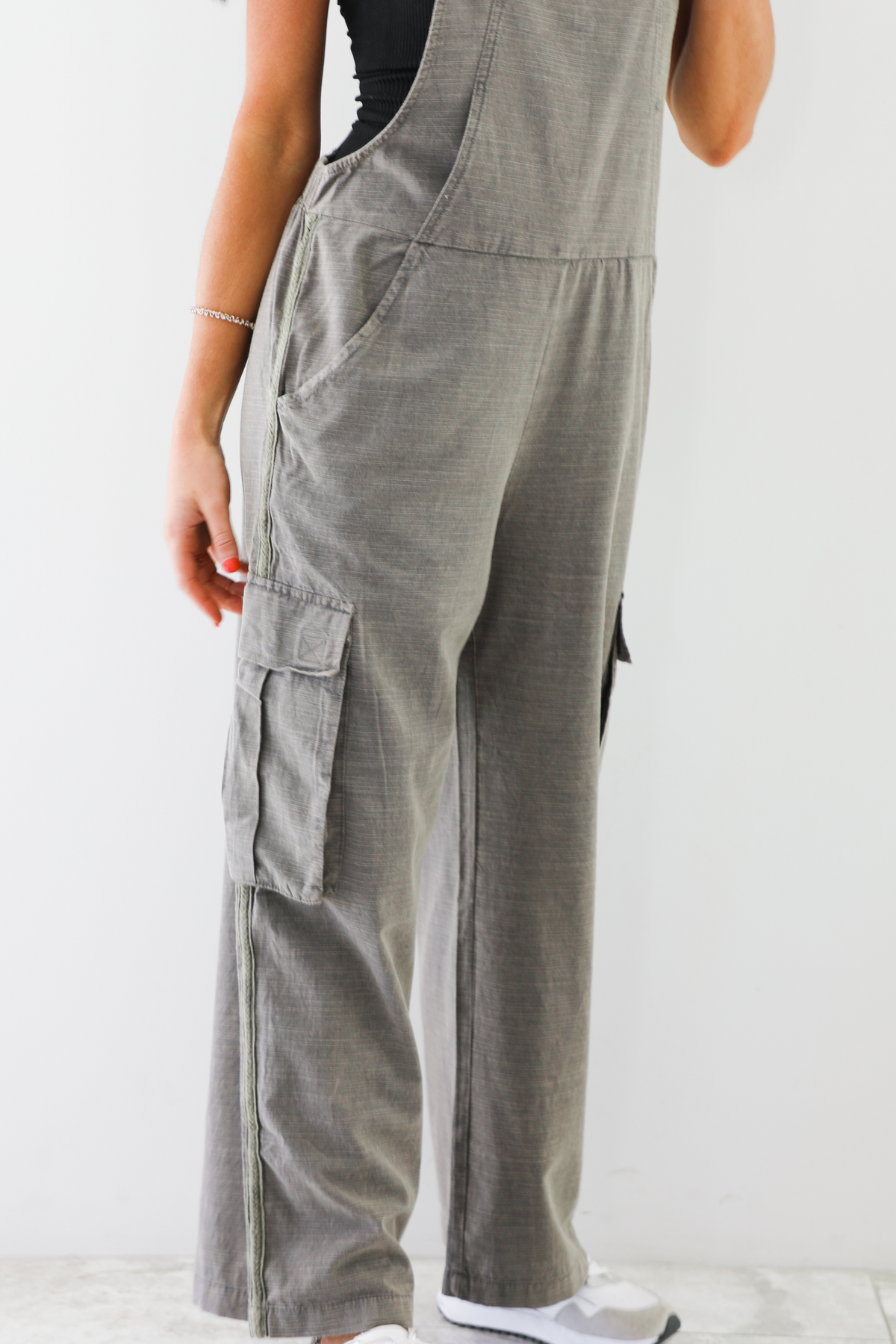 Keep It Moving Cargo Overalls: Charcoal